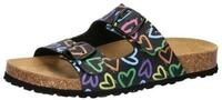 Pantoffel LICO "Pantolette Bioline Heart", Damen, Gr. 37, schwarz, Synthetik, Schuhe