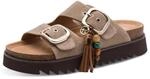Pantolette TAMARIS, Damen, Gr. 37, taupe, Textil, unifarben mit Farbeins&auml;tzen,