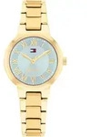 Quarzuhr TOMMY HILFIGER "Becca", goldfarben, hellblau, Armbanduhren, Damen,...