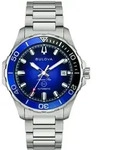 Mechanische Uhr BULOVA "Marine Star", silberfarben, blau, Armbanduhren, Herren,