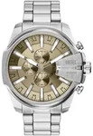 Chronograph DIESEL "MEGA CHIEF SLIM", edelstahlfarben, gelbgoldfarben, Armbanduhren,
