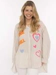 Zwillingsherz Hemdbluse ""Rock n Roll Patches"" gestreift, l&auml;nger geschnitten,