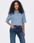 ONLY Jeansbluse "ONLCLEO LIFE SS CROP DNM SHIRT PIM NOOS" Baumwolle