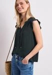 STREET ONE Shirtbluse Sommertop - Split Neck mit R&uuml;schen und B&auml;ndern