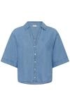Kurzarmhemd KAFFE "Kurzarmhemd KAjade", Damen, Gr. 38, N-Gr, blau (medium blau