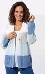Strickjacke CASUAL LOOKS, Damen, Gr. 36, mittelblau, ecru, geringelt, 100%...