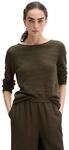 Strickpullover MARC O'POLO "aus Leinen-Baumwolle-Mix", Damen, Gr. XXS, mossy earth,