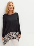 Langarmshirt INSPIRATIONEN "Longshirt", Damen, Gr. 36, schwarz, 95% Viskose, 5%