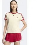 T-Shirt ADIDAS ORIGINALS "3S TEE SLIM", Damen, Gr. XXL, warm vanilla, team...