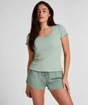 Pyjama HUNKEM&Ouml;LLER "Pyjama-Oberteil Jersey Ripp", Damen, Gr. S, gr&uuml;n, 45%...