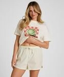 Pyjama HUNKEM&Ouml;LLER "Short Poplin", Damen, Gr. S, beige (gr&uuml;n), 100% Baumwolle,
