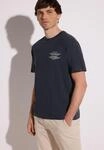 T-Shirt STREET ONE MEN, Jungen, Gr. 3XL, blau (schwarz ink blau), Web, 100%