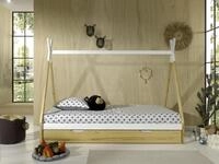 Vipack Kinderbett "TIPI, Kiefer massiv, 2-farbig lackiert, mit Rolllattenrost" B/H/T