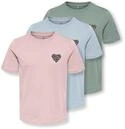KIDS ONLY T-Shirt "KOGREXI HEART REG. SS TOP 3-PACK JRS" Packung, 3