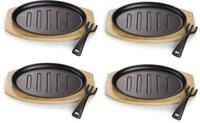 ECHTWERK Servierpfanne "4x Pf&auml;nnchen "Oval" Grillstreifen" Gusseisen Set, 4 Stk.