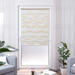 K-HOME Doppelrollo "Wellen Design" Lichtschutz Sichtschutz ohne Bohren freih&auml;ngend