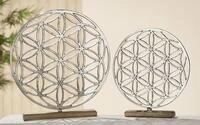 GILDE Dekoobjekt "Lebensblume auf Holzbase, silber" H&ouml;he 36 cm, aus Metall, Sockel