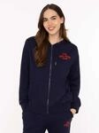 Kapuzensweatjacke ZWILLINGSHERZ "Feel Good Club", Damen, Gr. L/XL, marine, Sweatware,