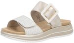 Pantolette REMONTE, Damen, Gr. 44, beige (sanftes wei&szlig;, goldfarben), Leder,