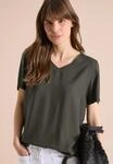 Kurzarmbluse CECIL, Damen, Gr. L (42), khaki, Stoff, 100% Viskose, unifarben,