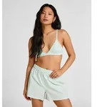 Pyjama HUNKEM&Ouml;LLER "Pyjama Short Seersucker", Damen, Gr. XS, gr&uuml;n, 100%...