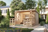 Karibu Gartenhaus ""Remus" SET naturbelassen mit Terrasse" Gartenhaus aus