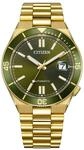 Automatikuhr CITIZEN "TSUYOSA Shore", gold (goldfarben, gr&uuml;n), Armbanduhren, Herren,