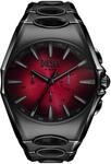 Chronograph DIESEL "D-CURVE", schwarz (schwarz, rot), Armbanduhren, Herren,