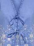 Kurzarmbluse ONLY "ONLMIFFY S/S EMB TIE TOP NOOS WVN", Damen, Gr. XS, medium...