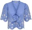 Kurzarmbluse ONLY "ONLMIFFY S/S EMB TIE TOP NOOS WVN", Damen, Gr. XS, medium...