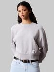 Sweatshirt CALVIN KLEIN JEANS "FRENCH TERRY WOVEN LABEL CREW", Damen, Gr. XS,...