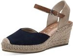 Slingpumps TAMARIS, Damen, Gr. 40, navy, Leder, Textil, geflochten,...
