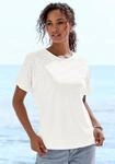 T-Shirt LASCANA "mit Strasssteinen", Damen, Gr. 44/46, creme, Single Jersey,