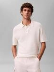 Kurzarmpullover CALVIN KLEIN, Herren, Gr. XXL, tofu, Strick, Obermaterial: 100%
