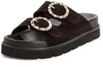 Pantolette TAMARIS, Damen, Gr. 37, schwarz, Veloursleder, Schuhe Pantolette,