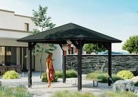 Pavillon SKANHOLZ "Cannes 1", grau (anthrazit), B/H/T: 374cm x 314cm x 374cm,