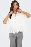 Spitzenbluse ONLY "ONLVALAIS S/S SHIRT WVN NOOS", Damen, Gr. M, wei&szlig; (cloud dancer),