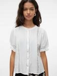 Vero Moda Kurzarmbluse "VMNATALI 2/4 LACE SHORT TOP WVN NOOS" Baumwolle,...