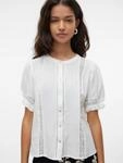 Kurzarmbluse VERO MODA "VMNATALI 2/4 LACE SHORT TOP WVN NOOS", Damen, Gr. XS,...