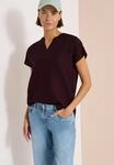 Kurzarmbluse CECIL, Damen, Gr. L (42), braun (rich burgundy), Web, 55% Leinen,...
