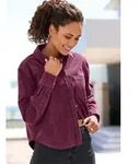 Hemdbluse BUFFALO, Damen, Gr. 46, lila (aubergine), Cord, Obermaterial: 100%