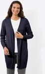 Longstrickjacke CASUAL LOOKS, Damen, Gr. 36, blau (marine), 100% Baumwolle,
