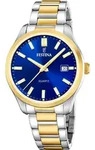 Quarzuhr FESTINA "Classic Steel", blau (silbergoldfarben, blau, blau), Armbanduhren,