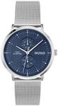 Multifunktionsuhr HUGO "STYLE", silberfarben, blau, Armbanduhren, Herren,...