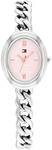Quarzuhr TOMMY HILFIGER "Demi Oval", silberfarben, rosa, Armbanduhren, Damen,