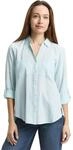 Langarmbluse TOM TAILOR "Regular", Damen, Gr. 36, blau (new blau haze), Web,