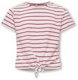 T-Shirt KIDS ONLY "KOGJANA SS STRIPED KNOT TOP JRS", M&auml;dchen, Gr. 122/128, pink