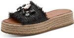 Pantolette TAMARIS, Damen, Gr. 37, schwarz, Textil, geflochten, Schuhe...