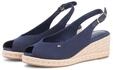 Keilsandalette TOMMY HILFIGER "MID WEDGE ESPAD SLINGBACK", Damen, Gr. 37, dunkelblau,