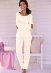 Pyjama VIVANCE DREAMS, Damen, Gr. 40/42, wei&szlig; (apricot), Jersey, Obermaterial:...